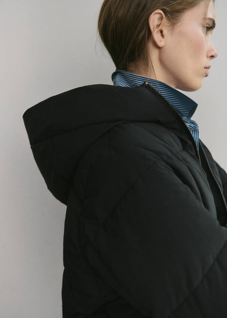 Hood puffer coat — Black