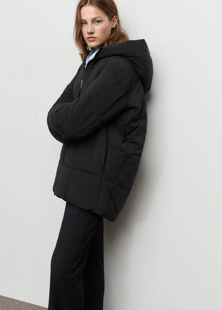 Hood puffer coat — Black