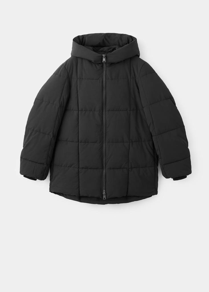 Hood puffer coat — Black