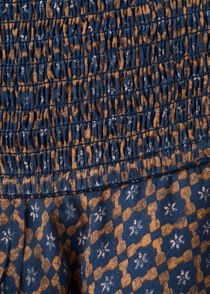 Printed ruffle skirt — Navy