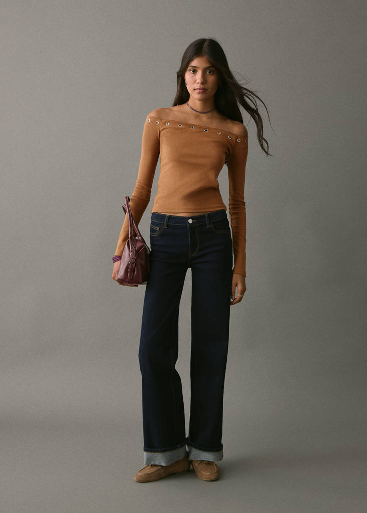 Strapless studded t-shirt — Medium Brown