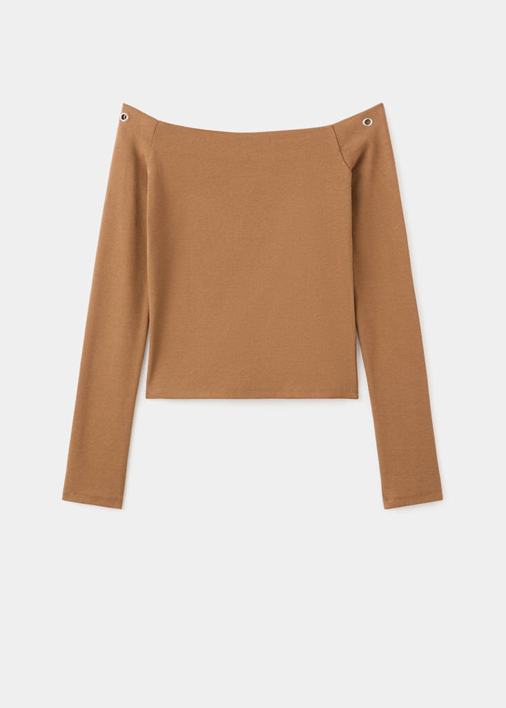 Strapless studded t-shirt — Medium Brown