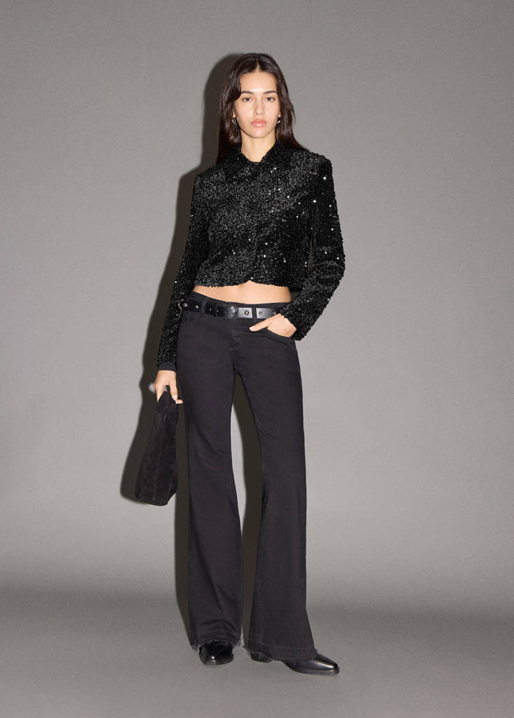 MANGO TEEN - Blazer costume paillettes noir - L - Fille Teen