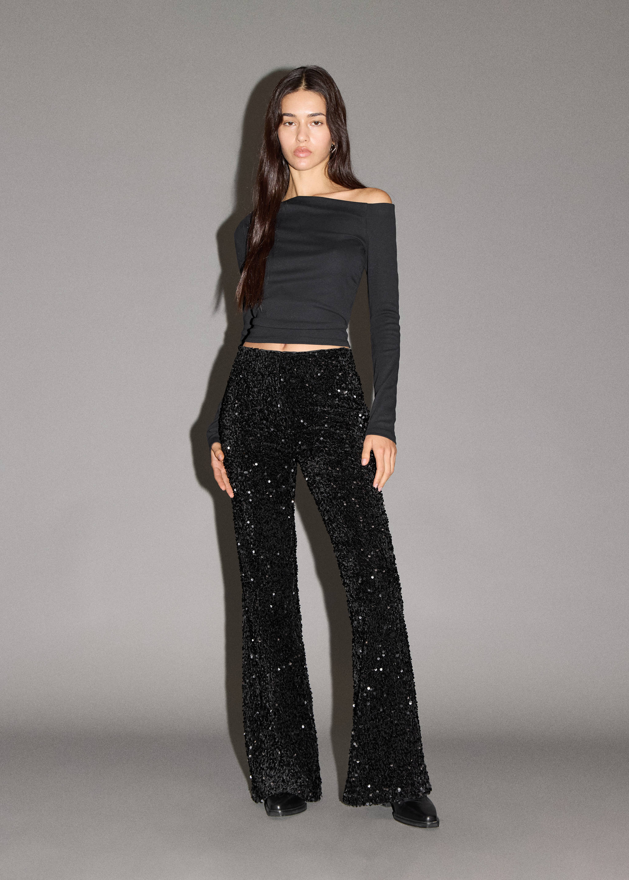 Sequin flared trousers - Medium plane