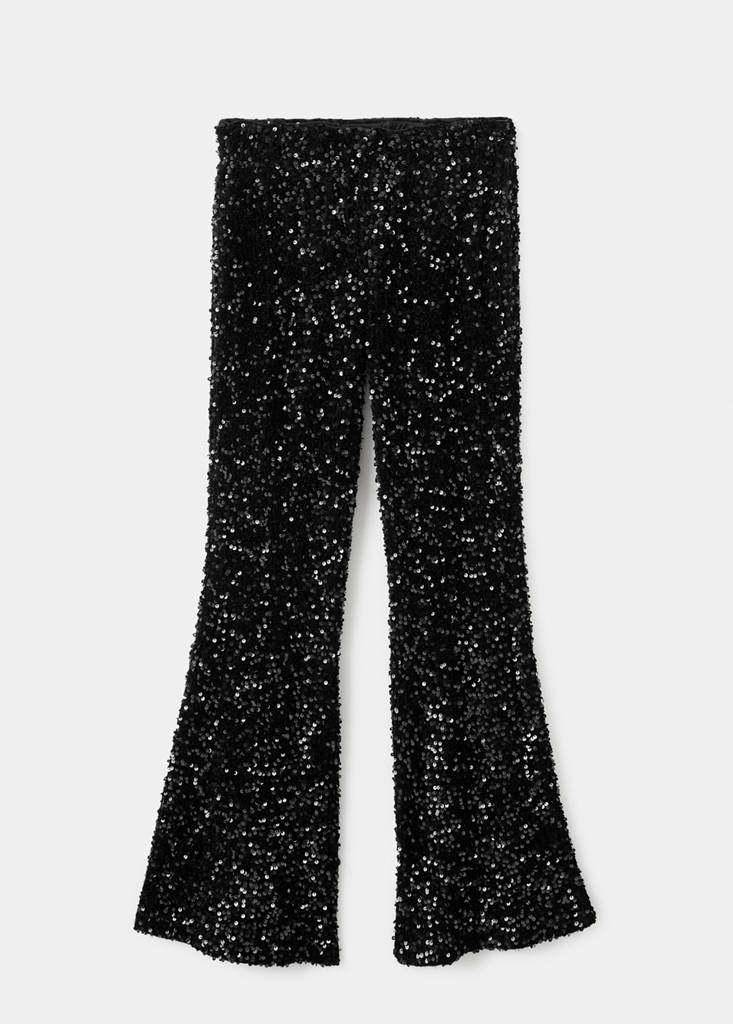 Sequin flared trousers — Black