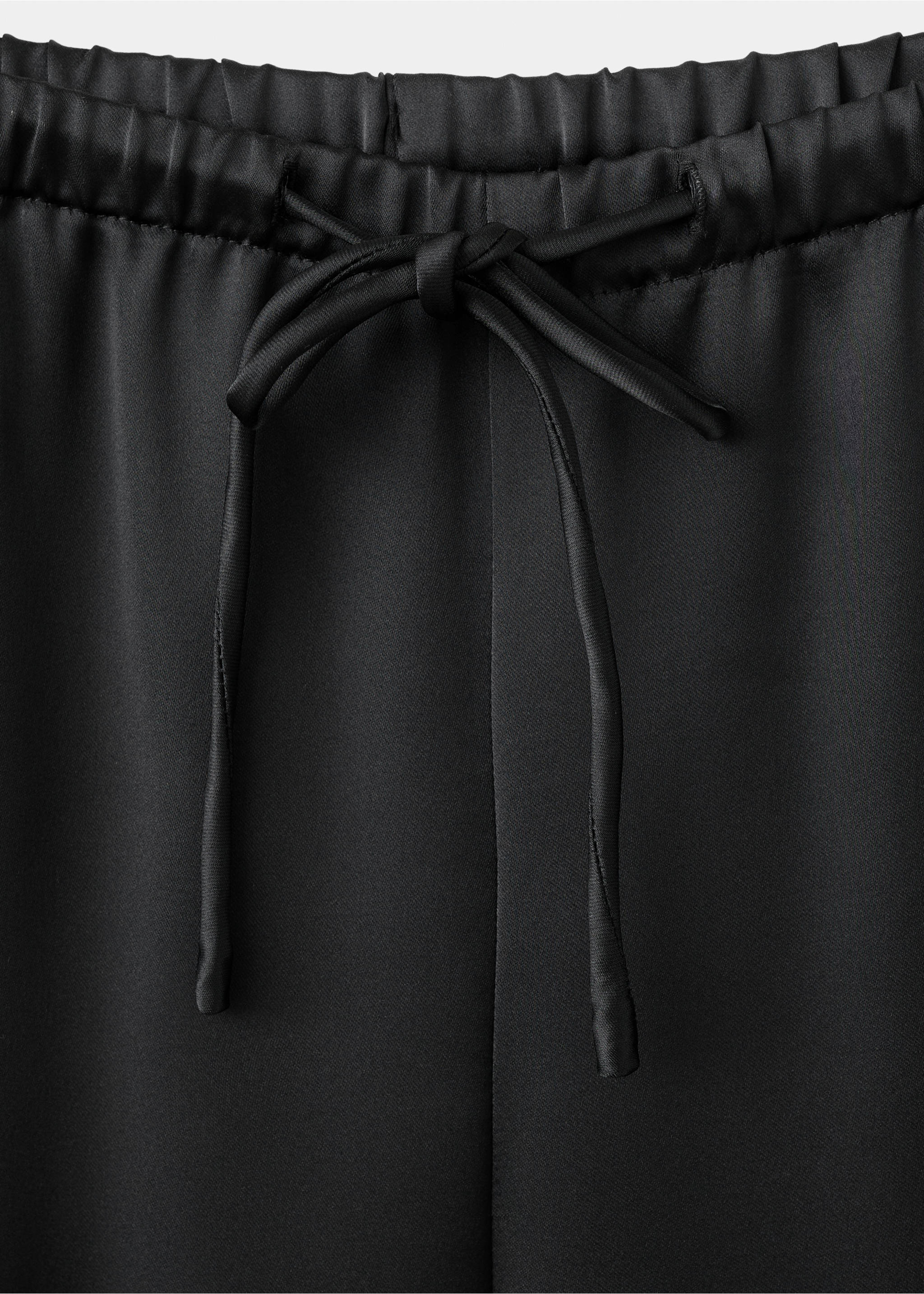 Flowy satin trousers - Details of the article 8, Black. Ref: 17038275-00.