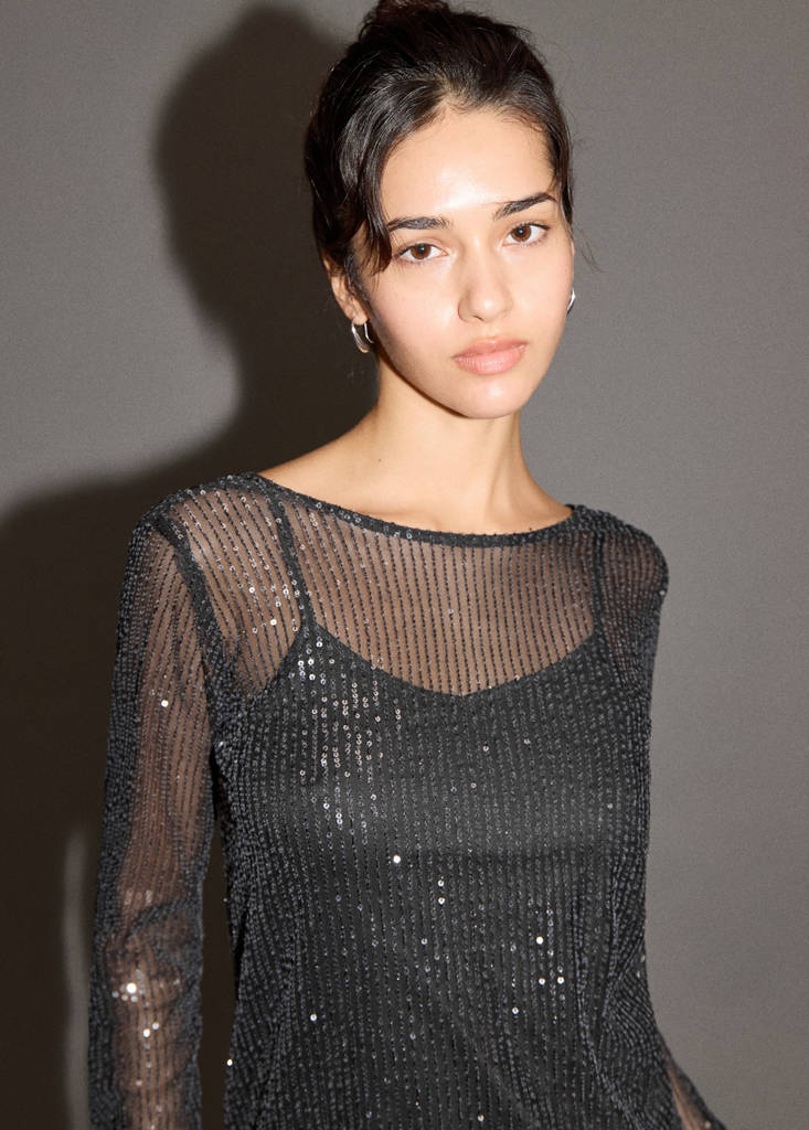 Short dress with sequins — Black