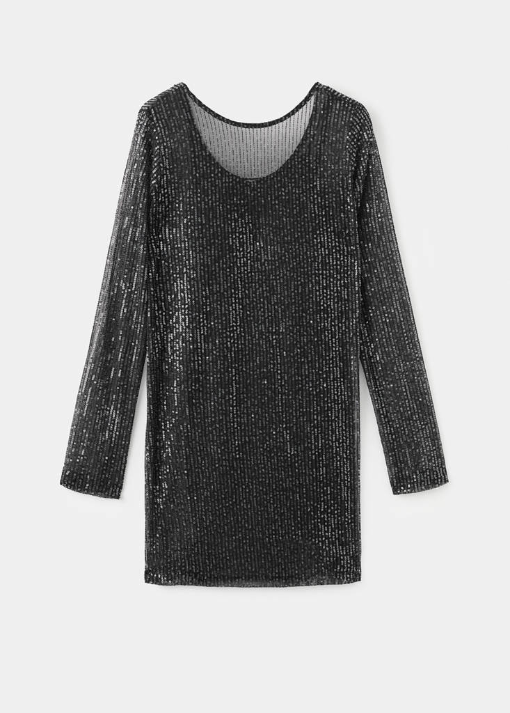 Short dress with sequins — Black