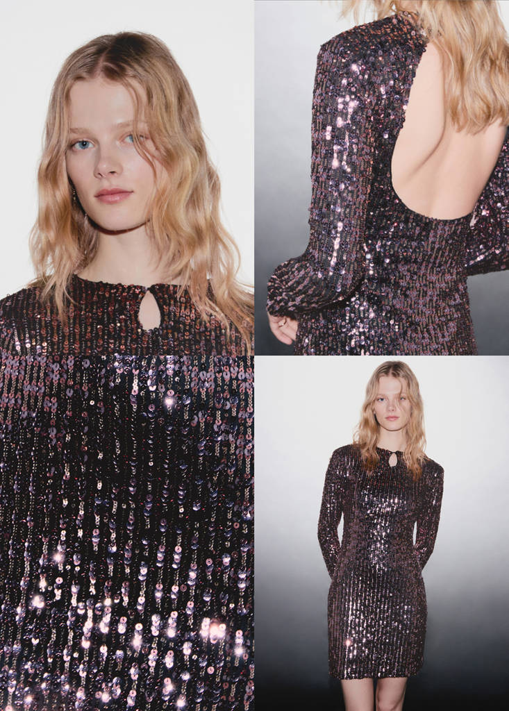 Short dress with sequins — Pink