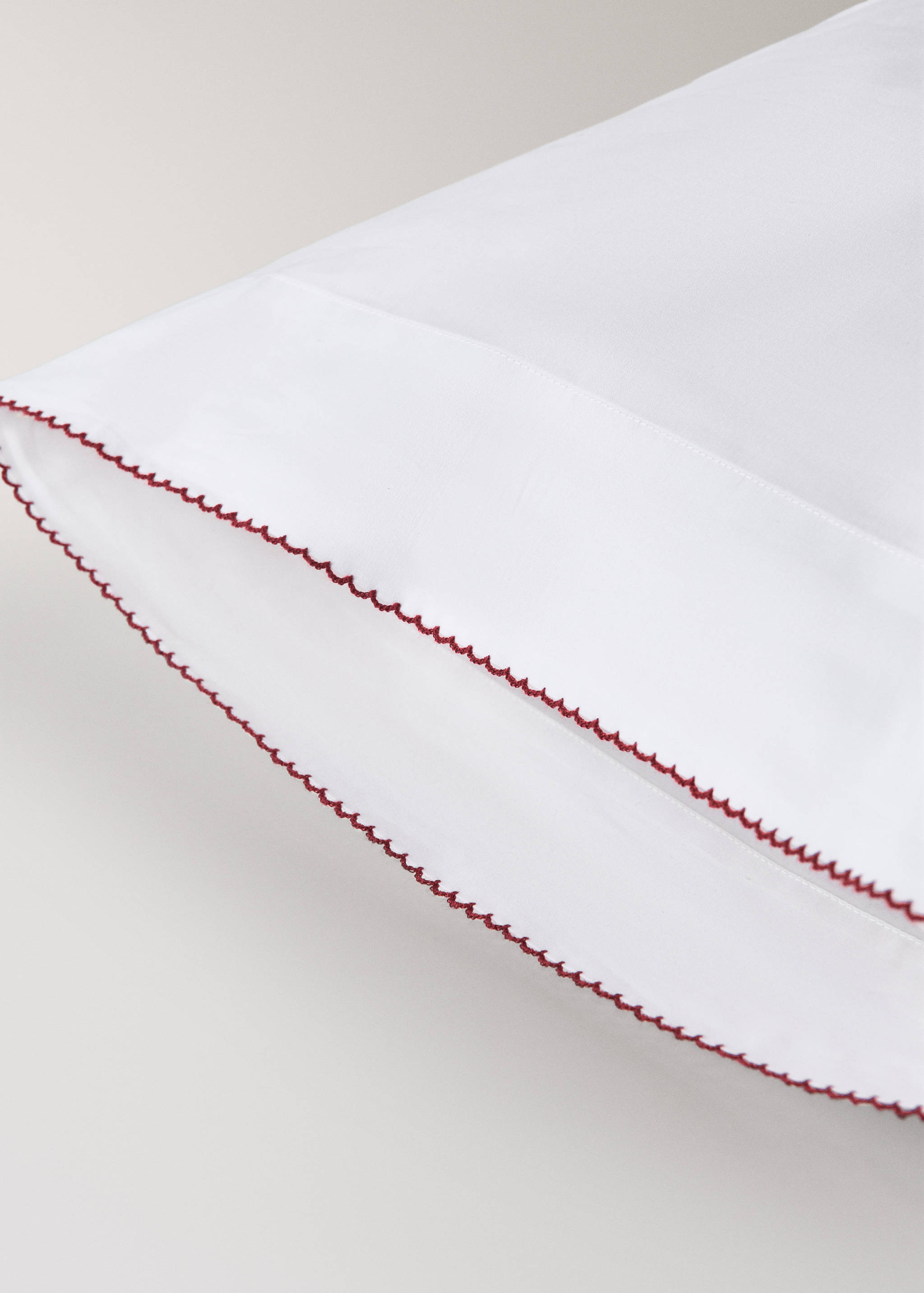Percale cotton children's pillowcase with contrasting picot detail 45x110cm - Details of the article 1