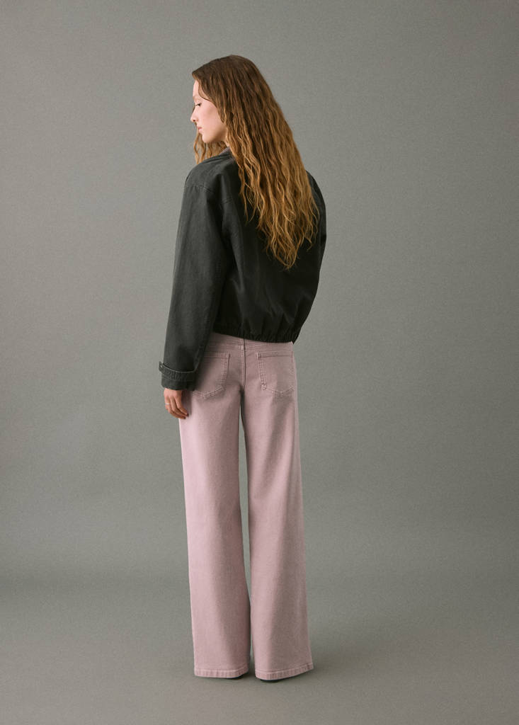 Low-waist jeans with buttons — Pastel Pink