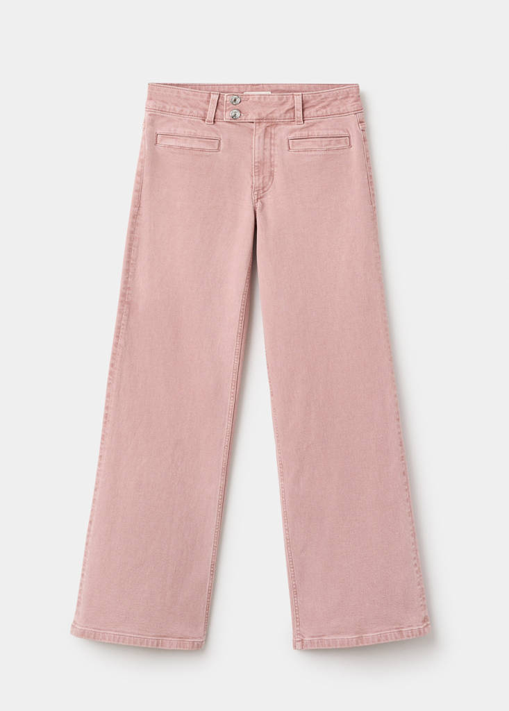 Low-waist jeans with buttons — Pastel Pink