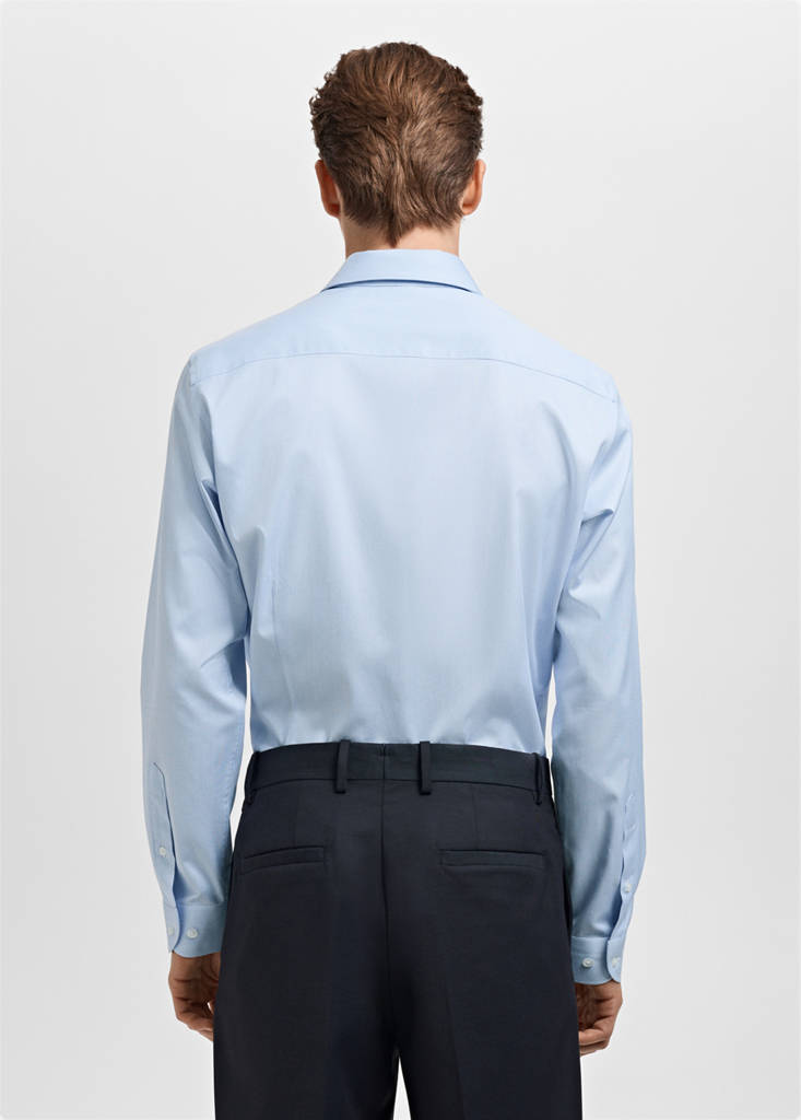 Slim-fit Giza cotton striped formal shirt — Sky Blue