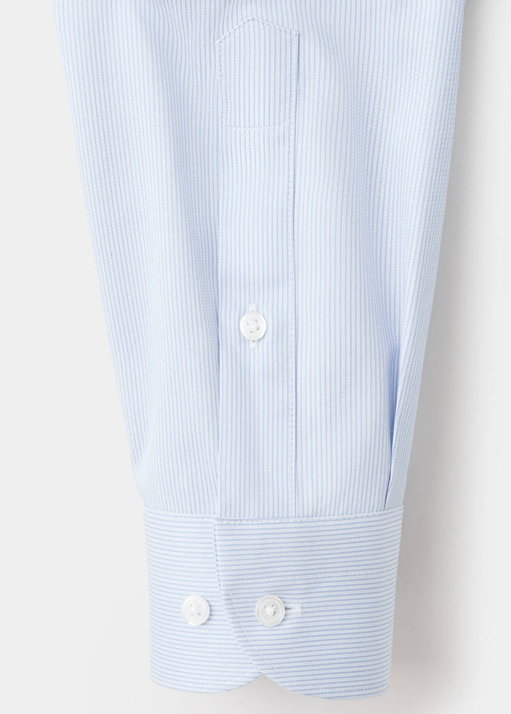 Slim-fit Giza cotton striped formal shirt — Sky Blue