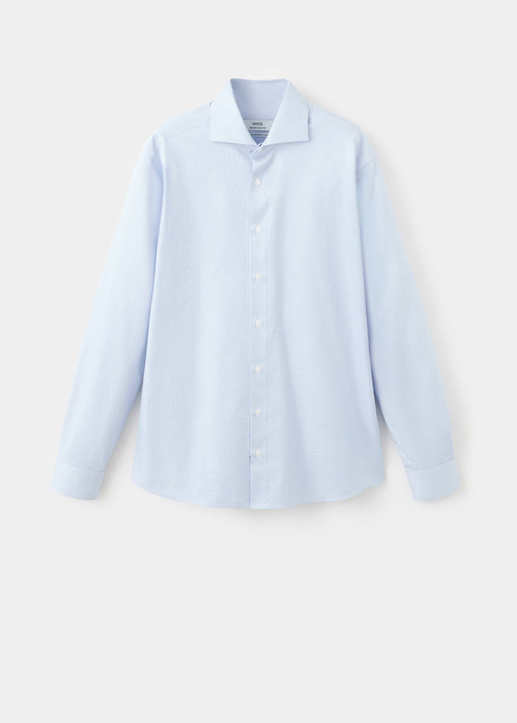 Slim-fit Giza cotton striped formal shirt — Sky Blue