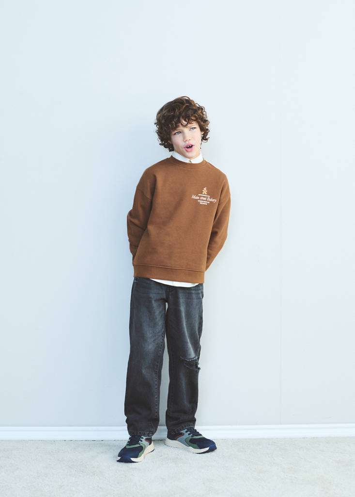 Printed cotton sweatshirt — Mustard