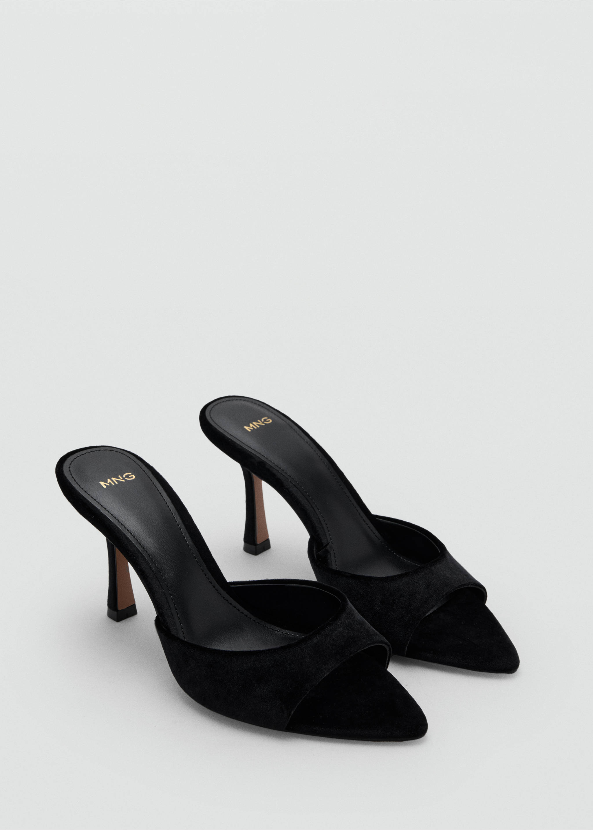 Velvet heel sandals - Medium plane, Black. Ref: 17039104-00.