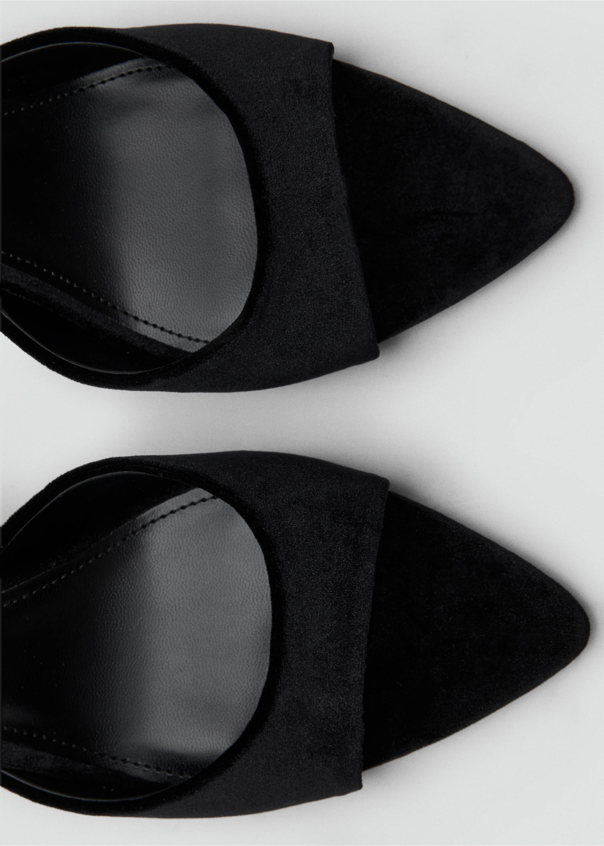 Velvet heel sandals - Details of the article 1, Black. Ref: 17039104-00.