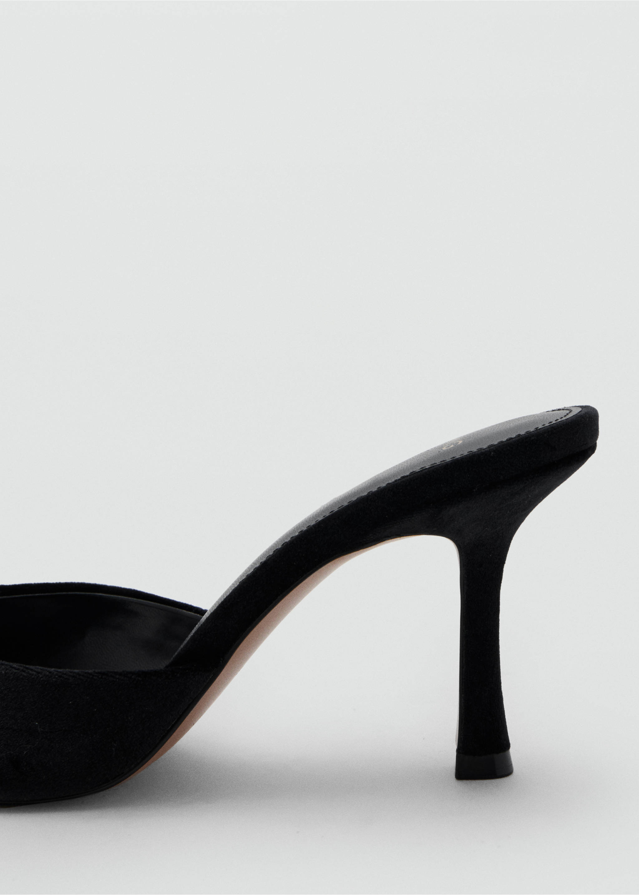 Velvet heel sandals - Details of the article 2, Black. Ref: 17039104-00.