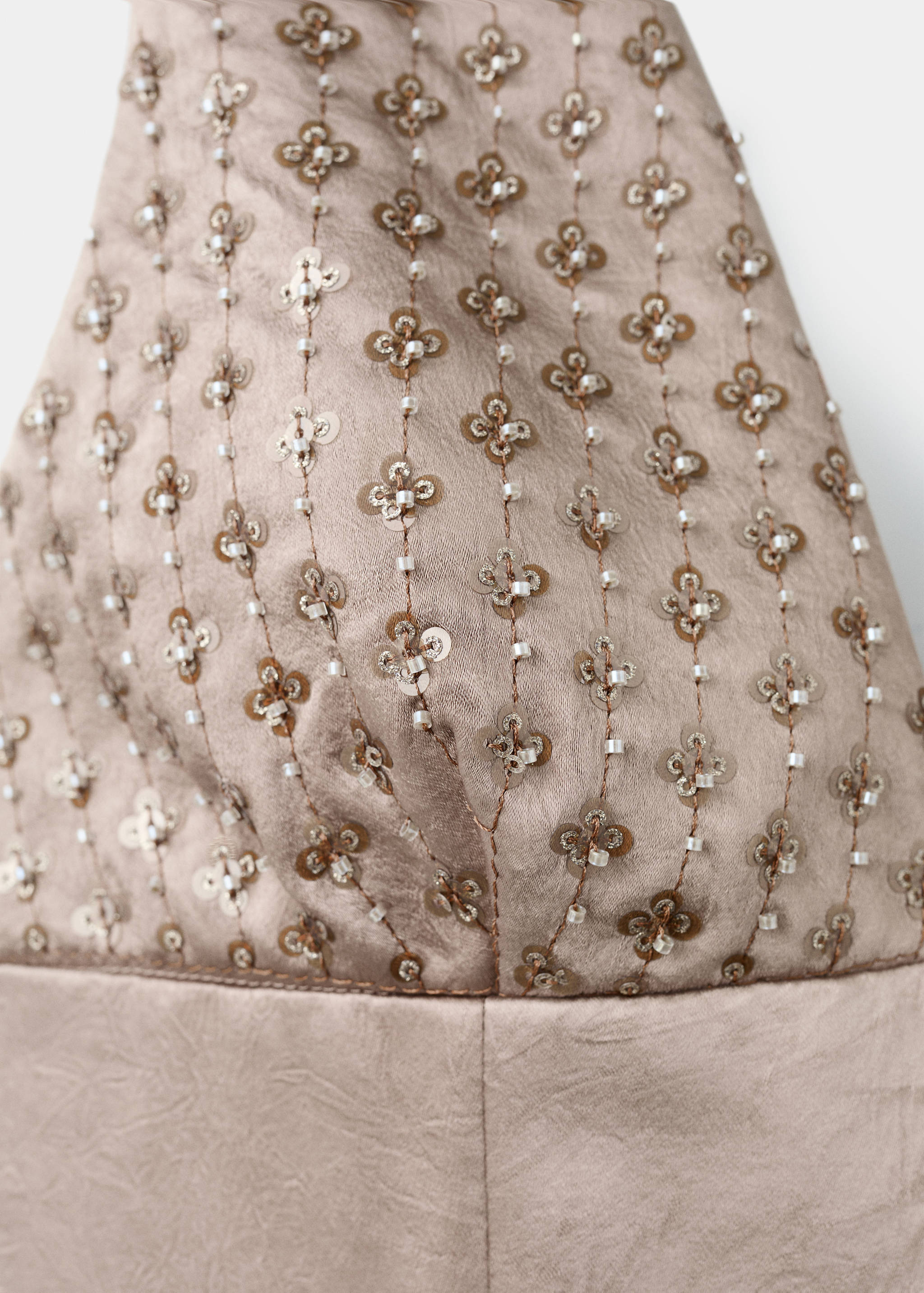 Satin dress with sequin neckline - Details of the article 0