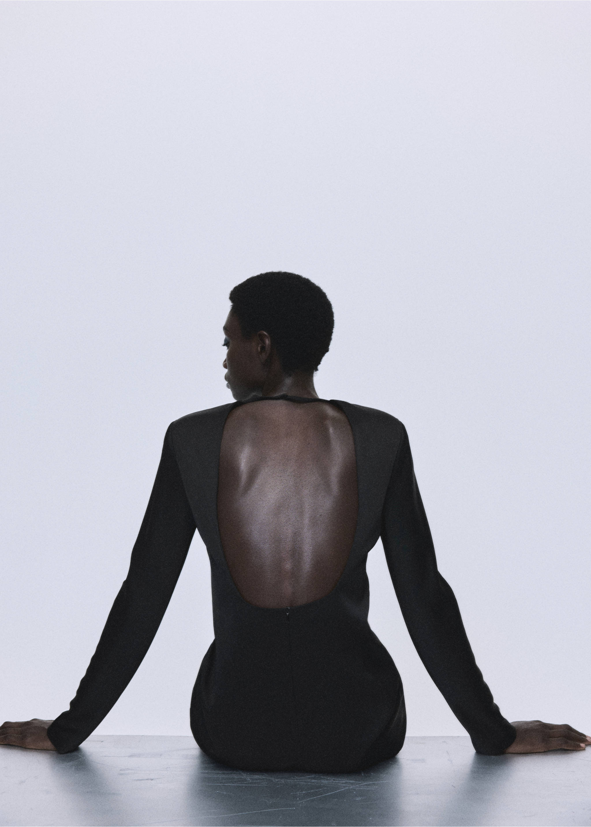 Платье с открытой спиной и кружевным низом - Деталь изделия 2, Черный. Ref: 17039111-00.