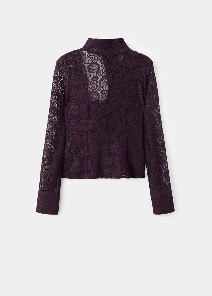 Lace shirt with scarf — Wine
