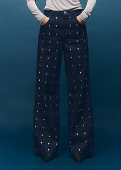 Wide leg jeans with crystals — Open Blue 1