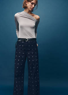 Wide leg jeans with crystals — Open Blue 6