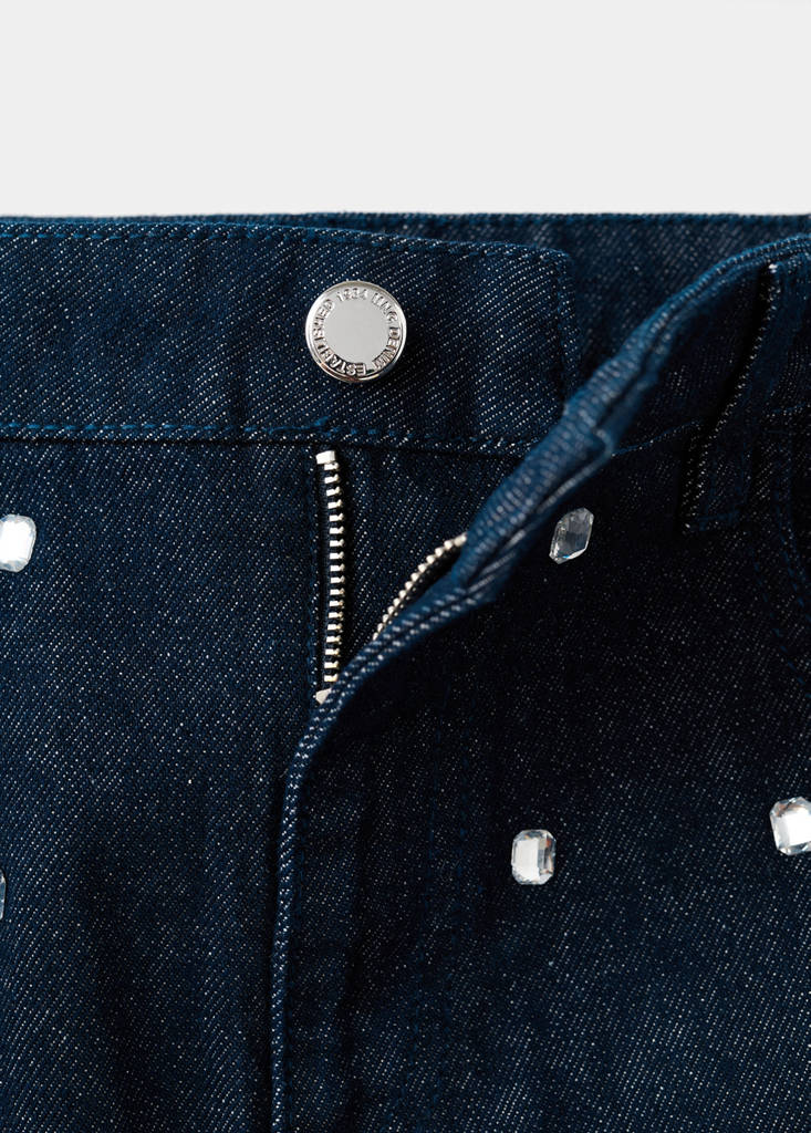 Wide leg jeans with crystals — Open Blue