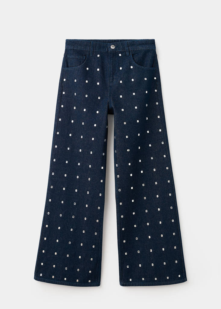 Wide leg jeans with crystals — Open Blue