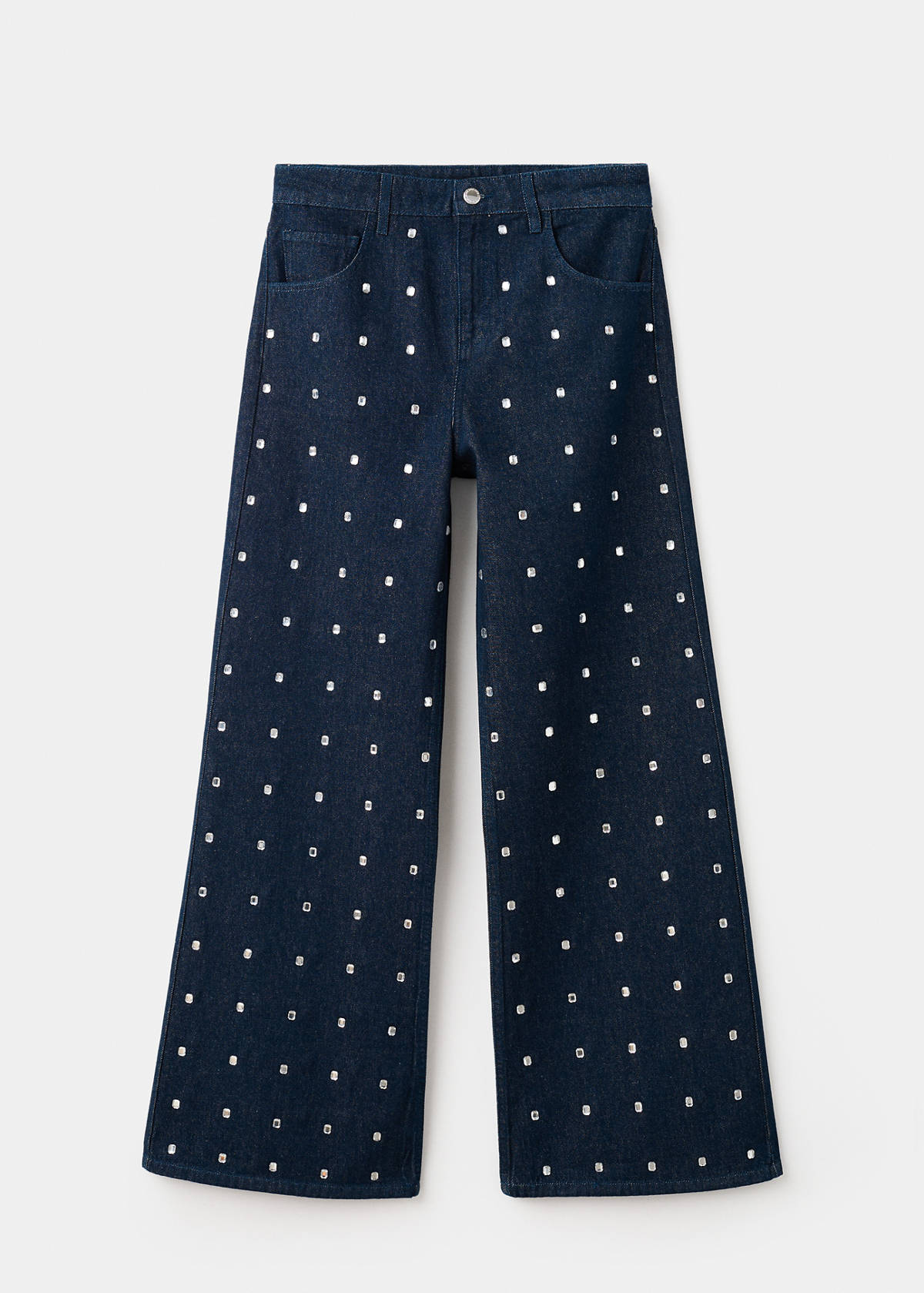 Wide leg jeans with crystals — Open Blue