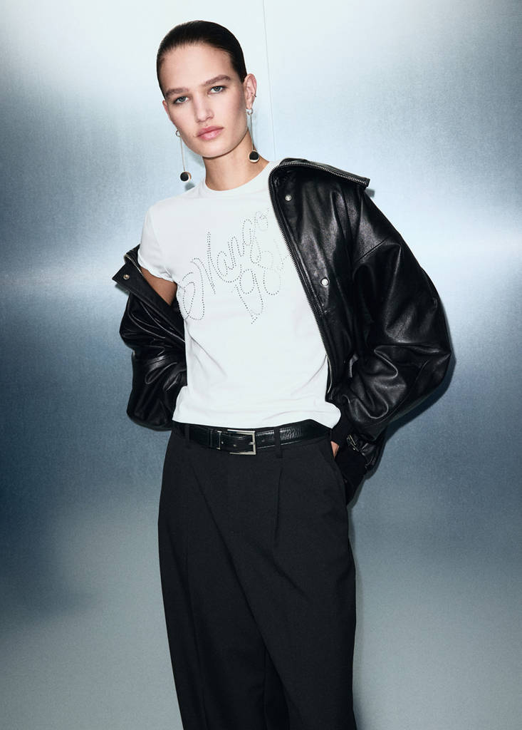 Rhinestone message t-shirt — White