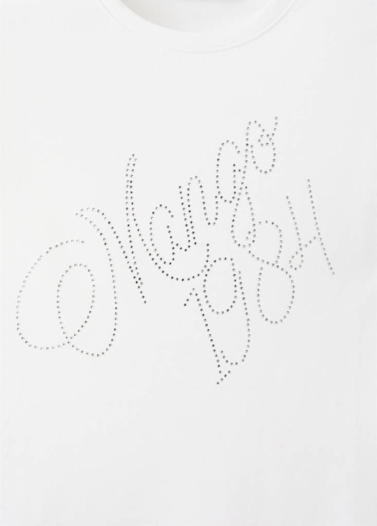 Rhinestone message t-shirt — White