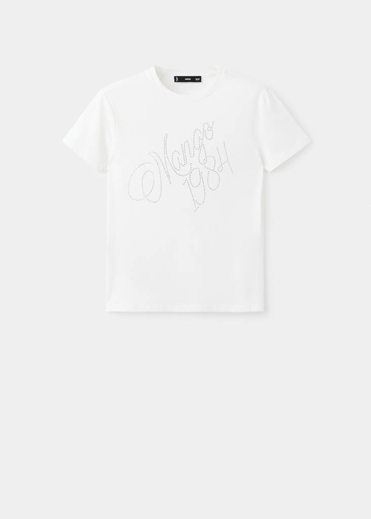 Rhinestone message t-shirt — White