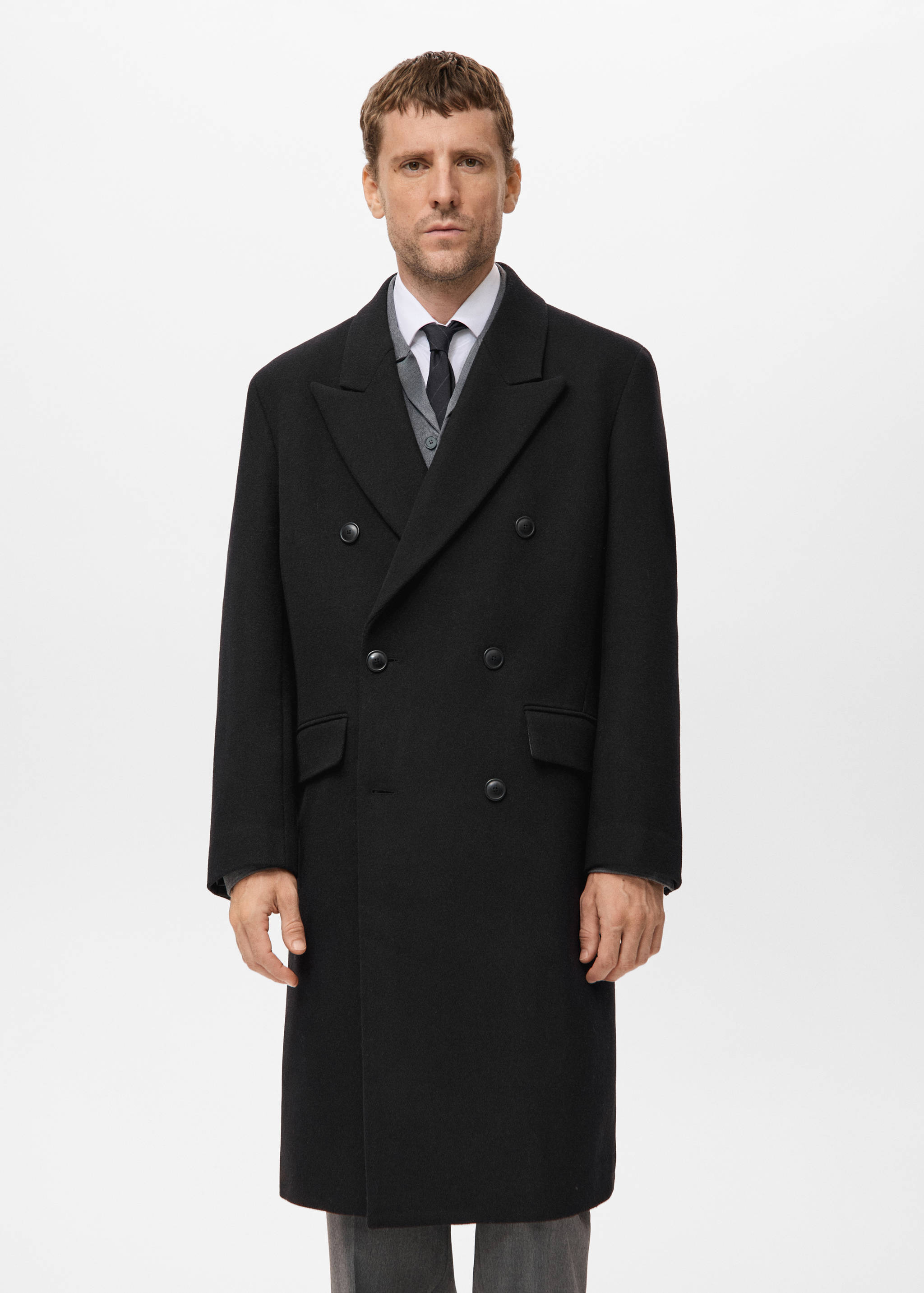 Long double-breasted wool coat - Medium plane