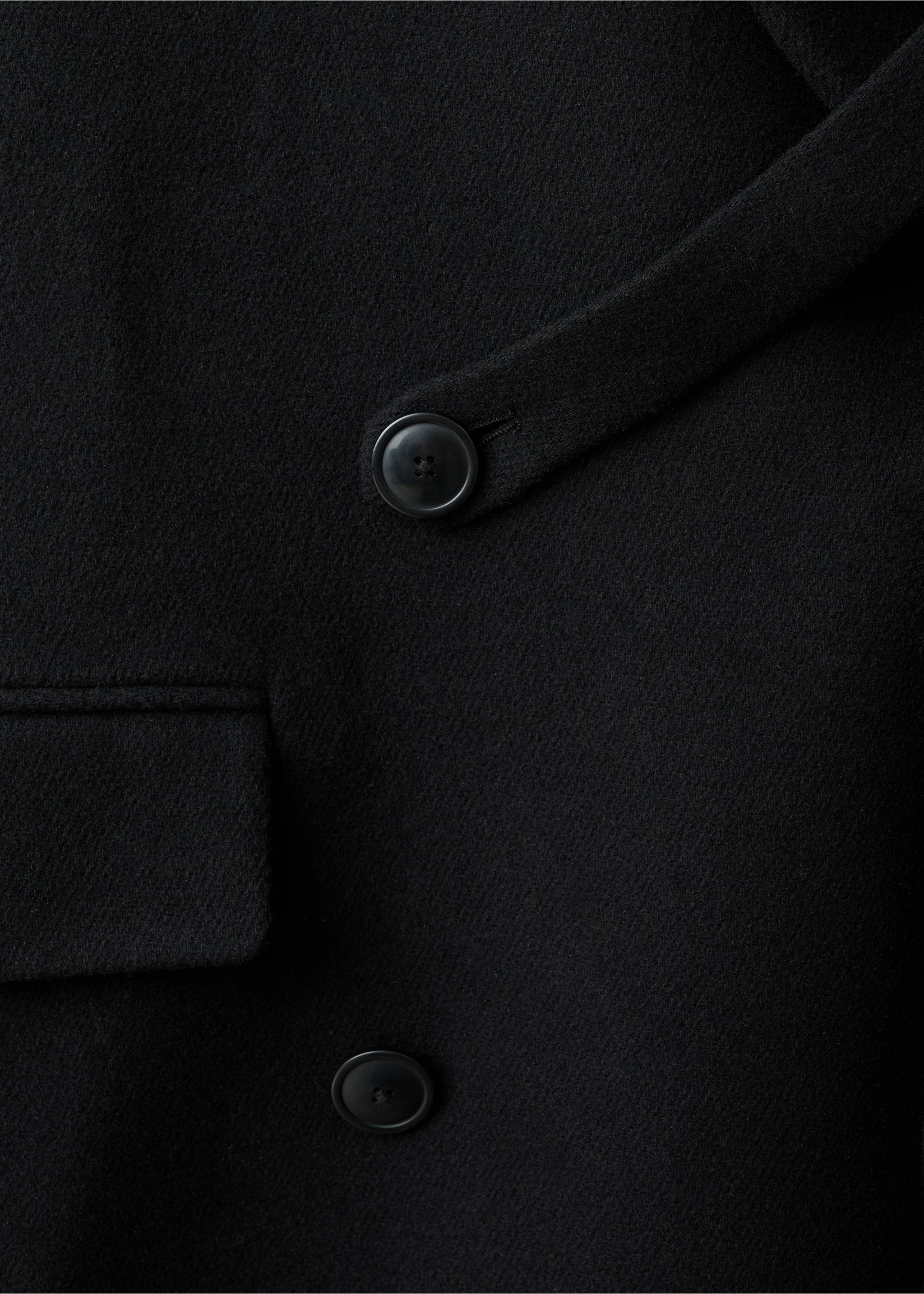 معطف طويل مزدوج الصدر من الصوف - تفاصيل المنتج 0, أسود. Ref: 17039207-00.