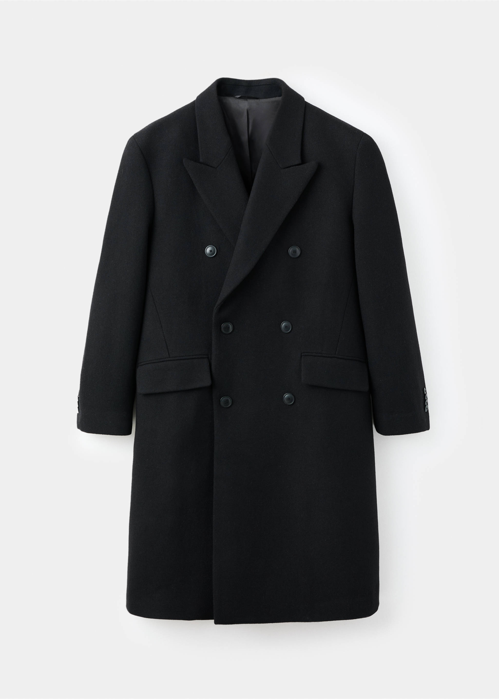 Long double-breasted wool coat - Article without model, Black. Ref: 17039207-00.