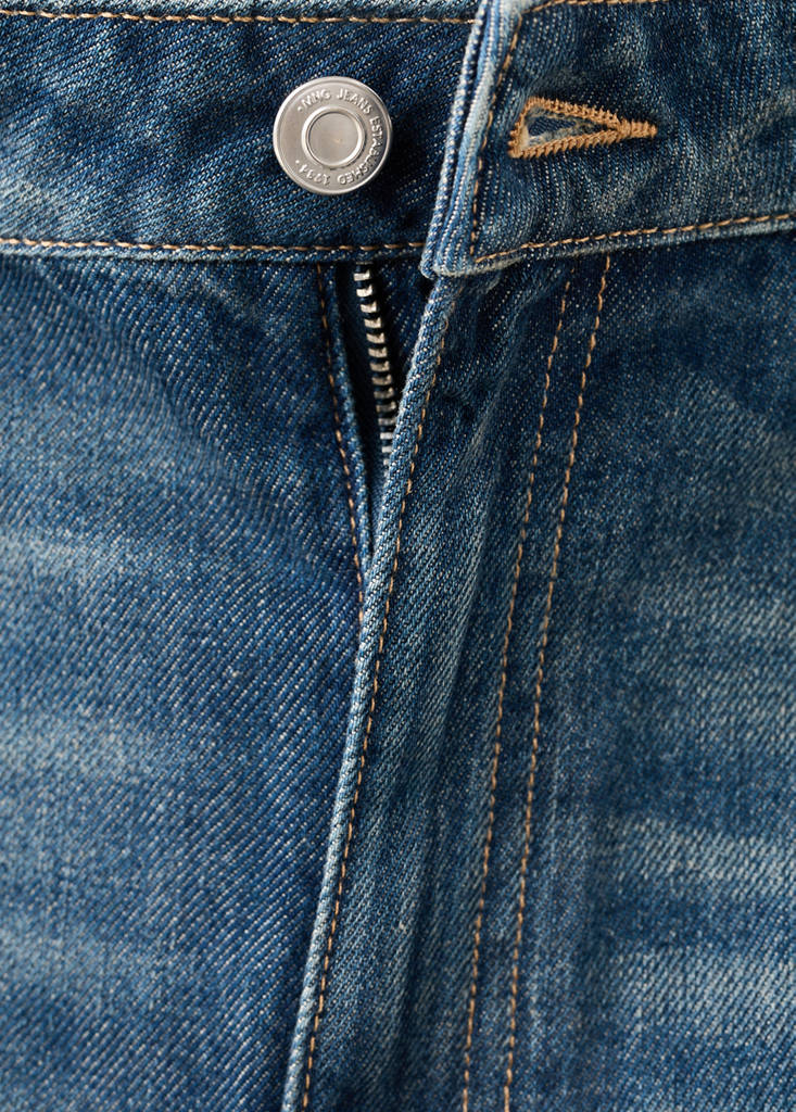 Straight-leg jeans with seam stitching — Dark Vintage Blue