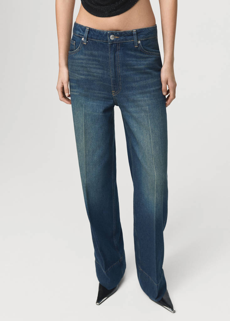 Straight-leg jeans with seam stitching — Dark Vintage Blue