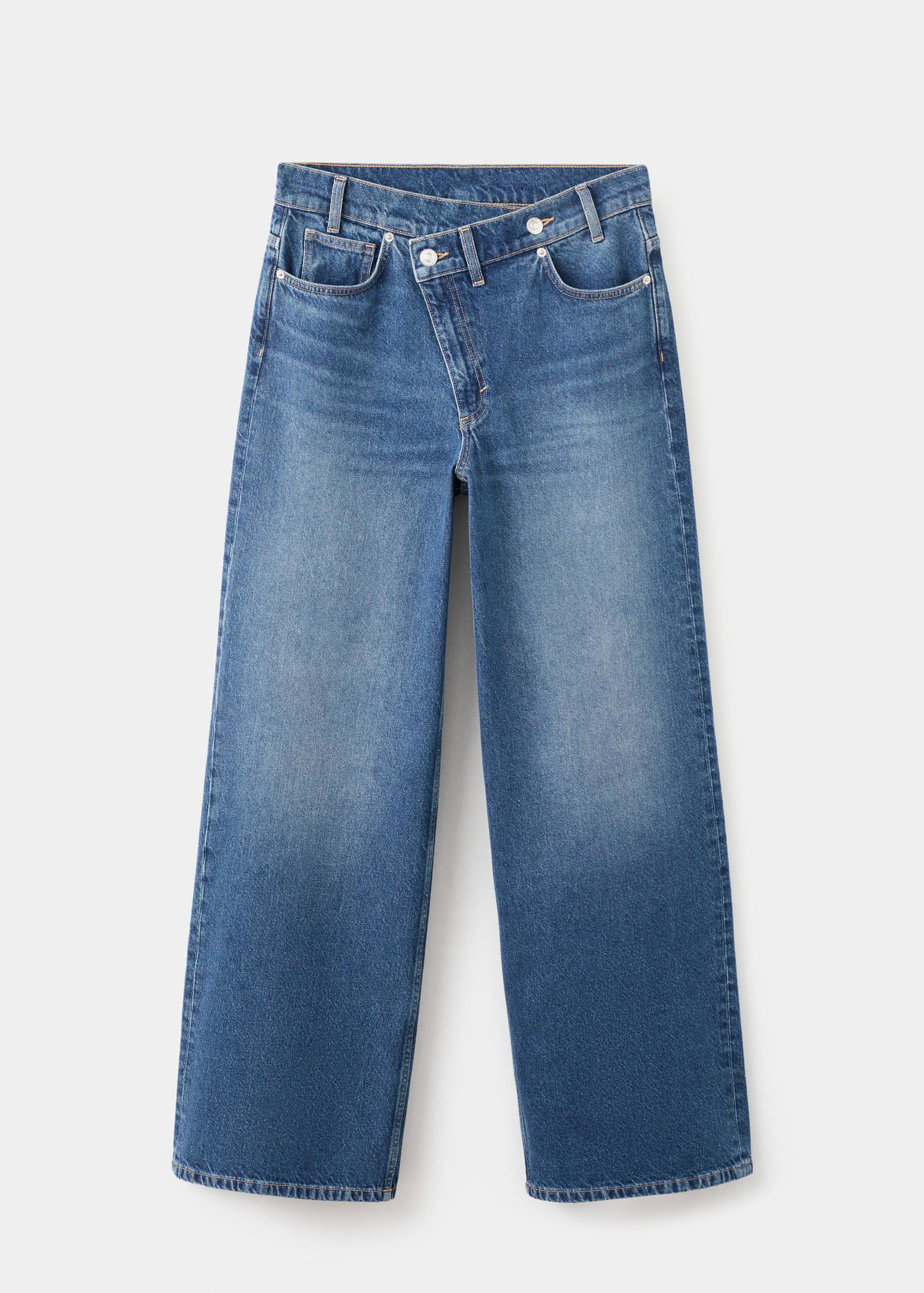 Wide leg mid-rise jeans with a crossover waistband - Article without model