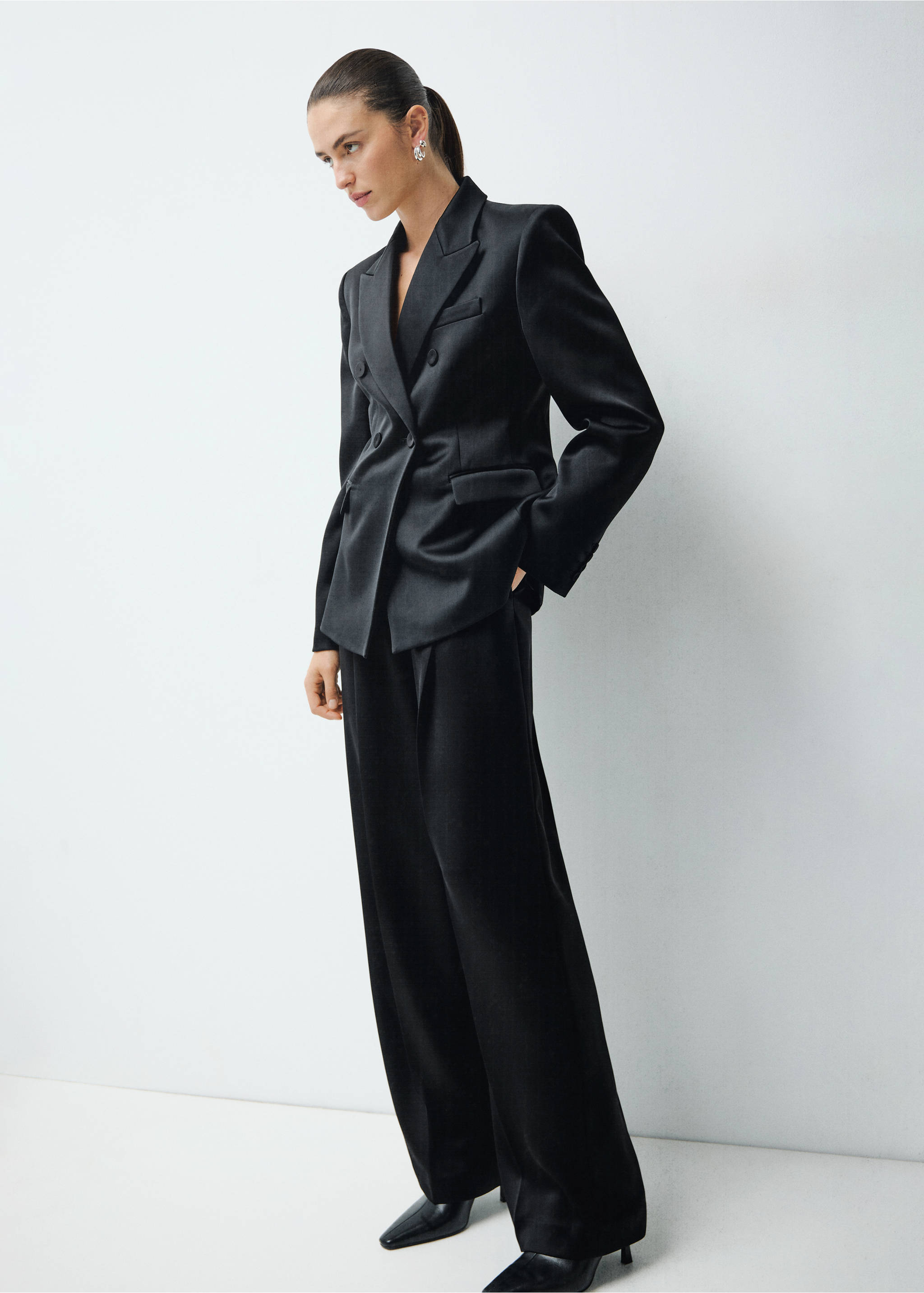 Satin suit trousers - General plane, Black. Ref: 17039407-00.