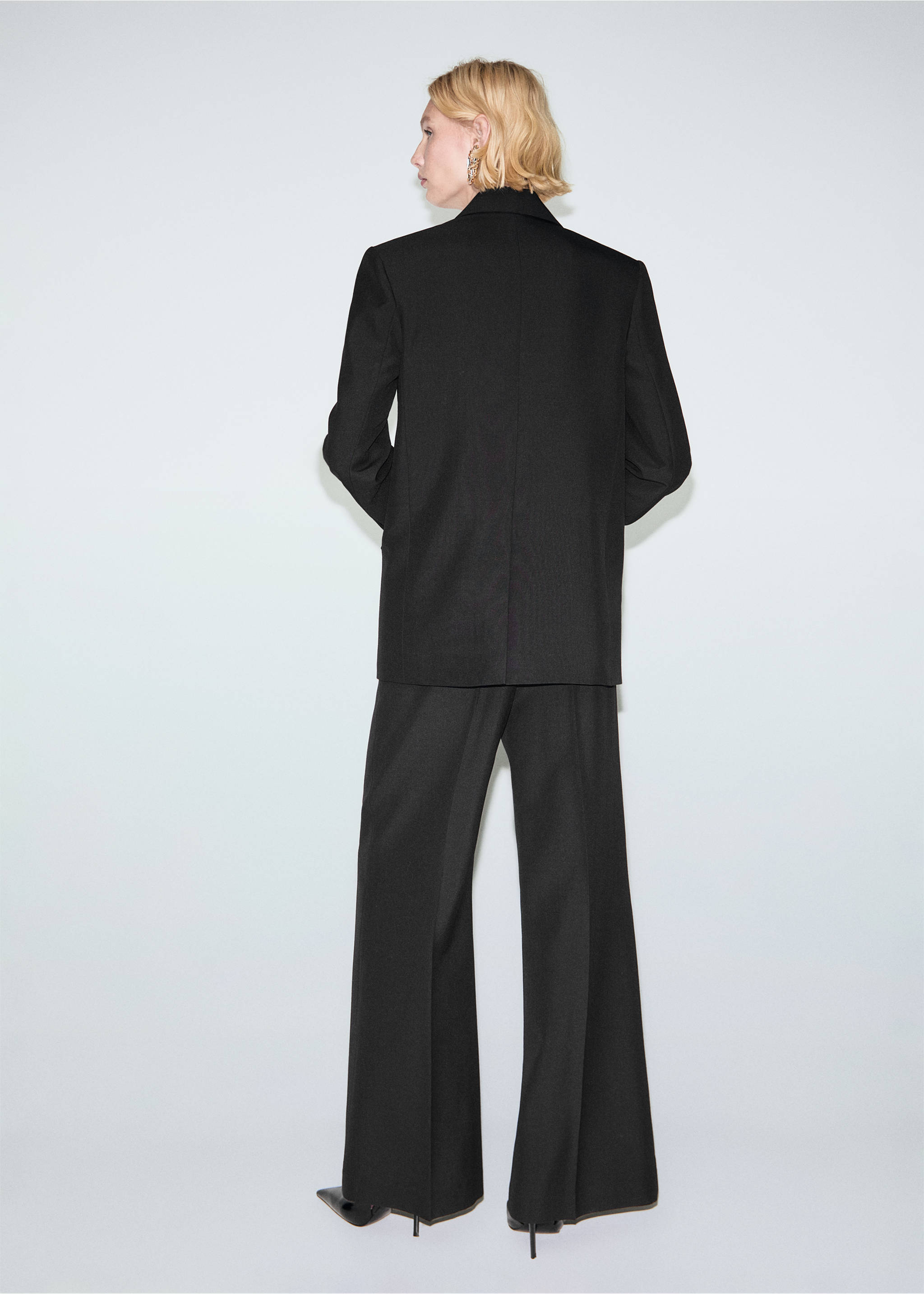 Pantalon costume laine mélangée - Verso de l’article, Noir. Ref: 17039408-00.