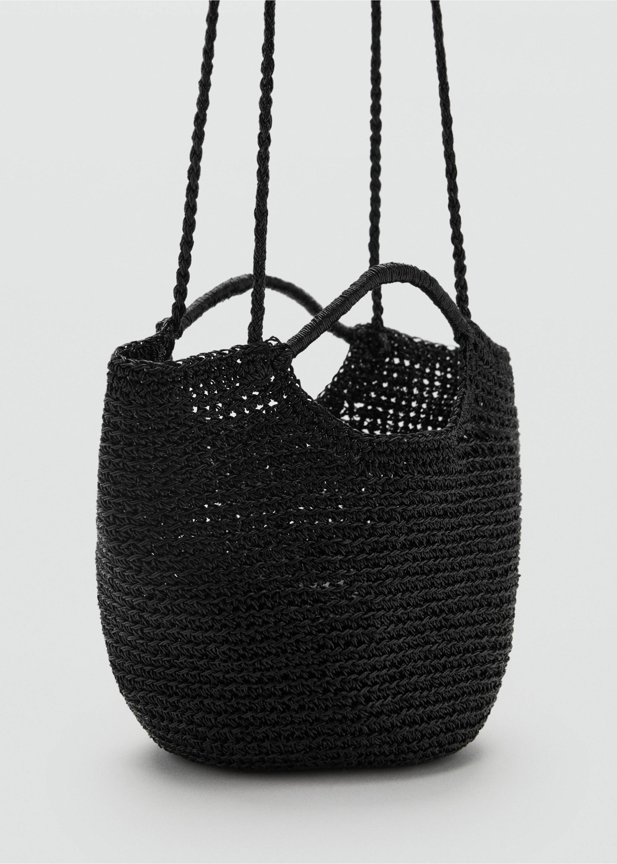 Mini sac bandoulière en tissu - Plan moyen, Noir. Ref: 17041123-00.