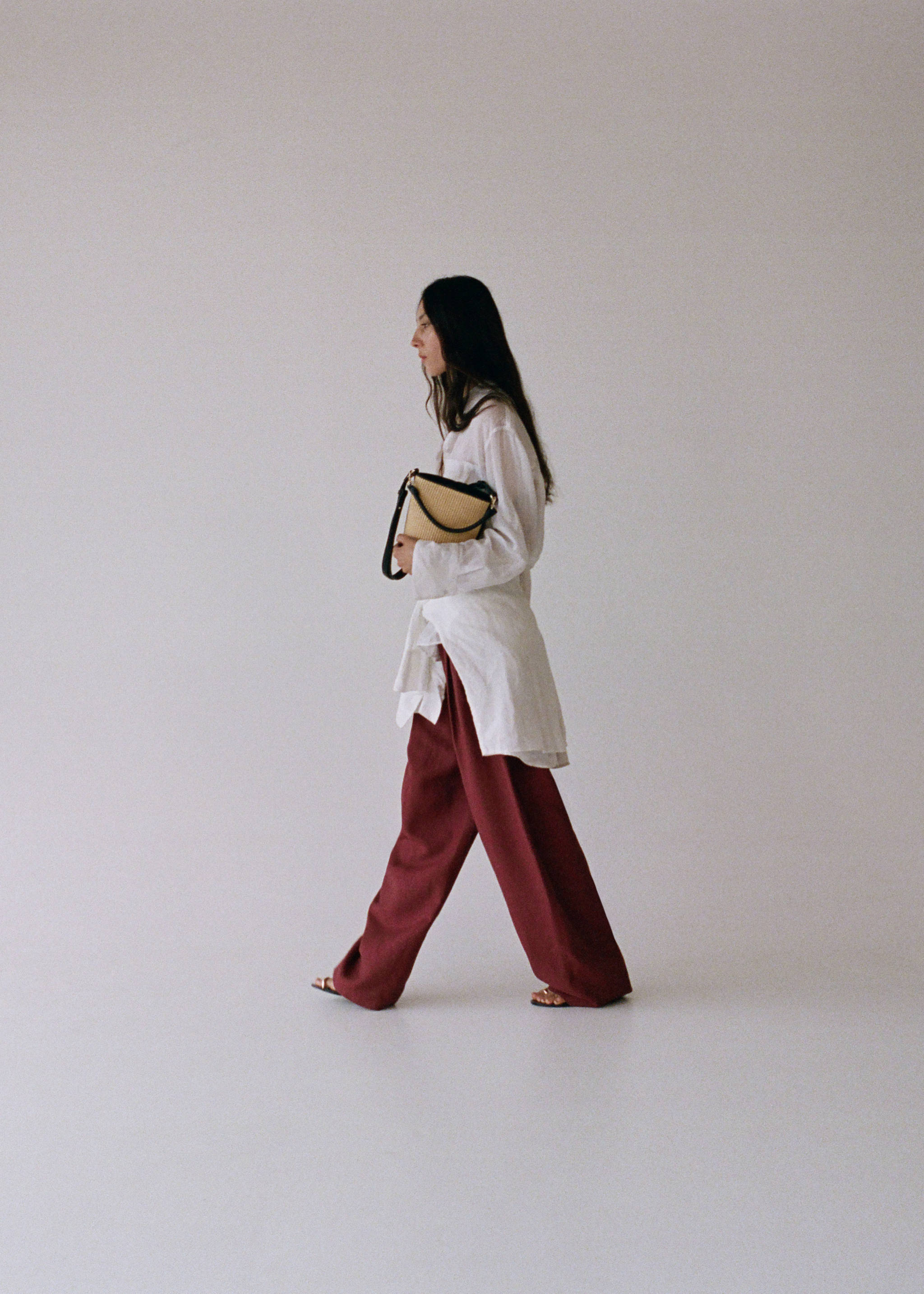 Small raffia bucket bag - General plane