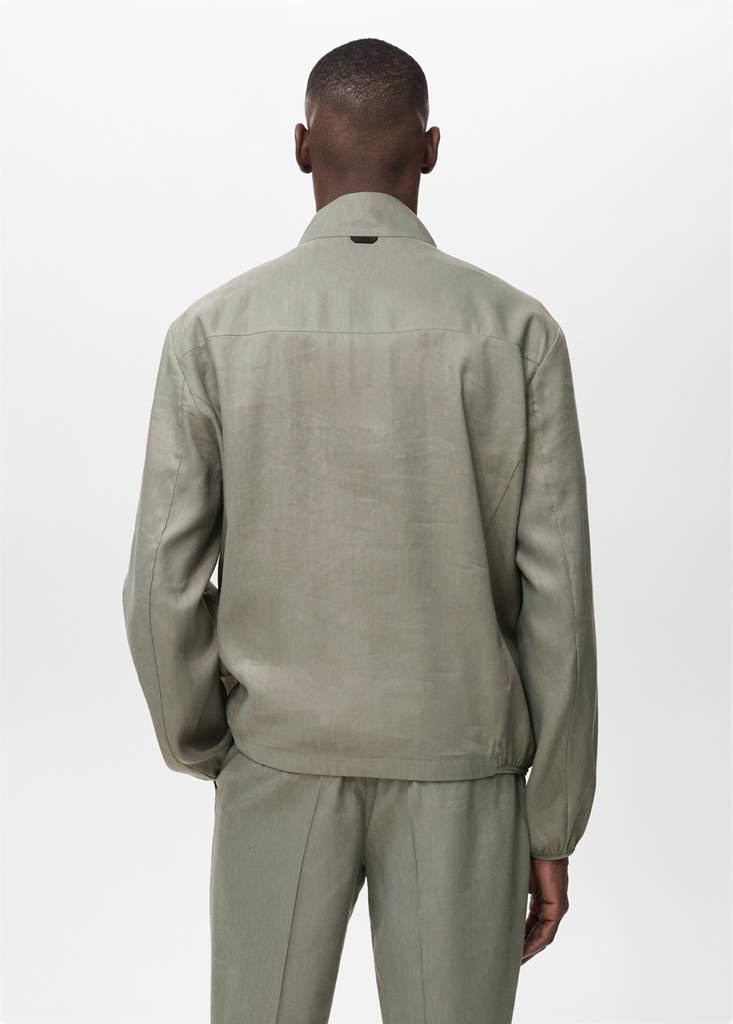 Zipper linen jacket — Olive Green