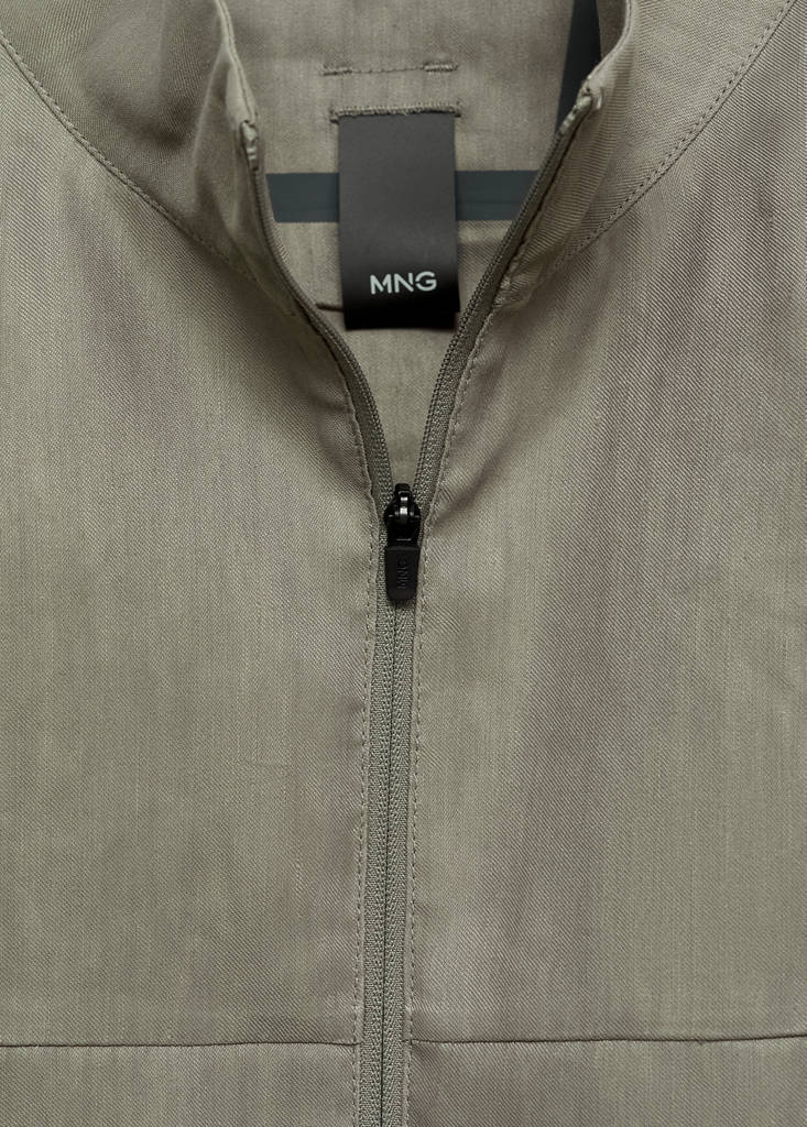 Zipper linen jacket — Olive Green