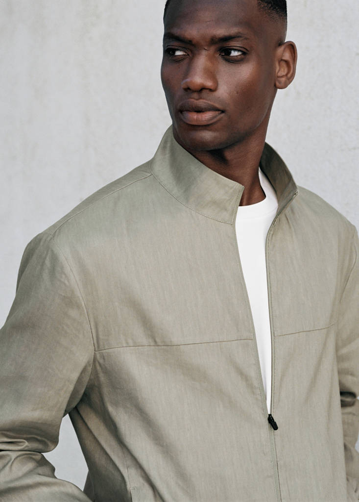 Zipper linen jacket — Olive Green