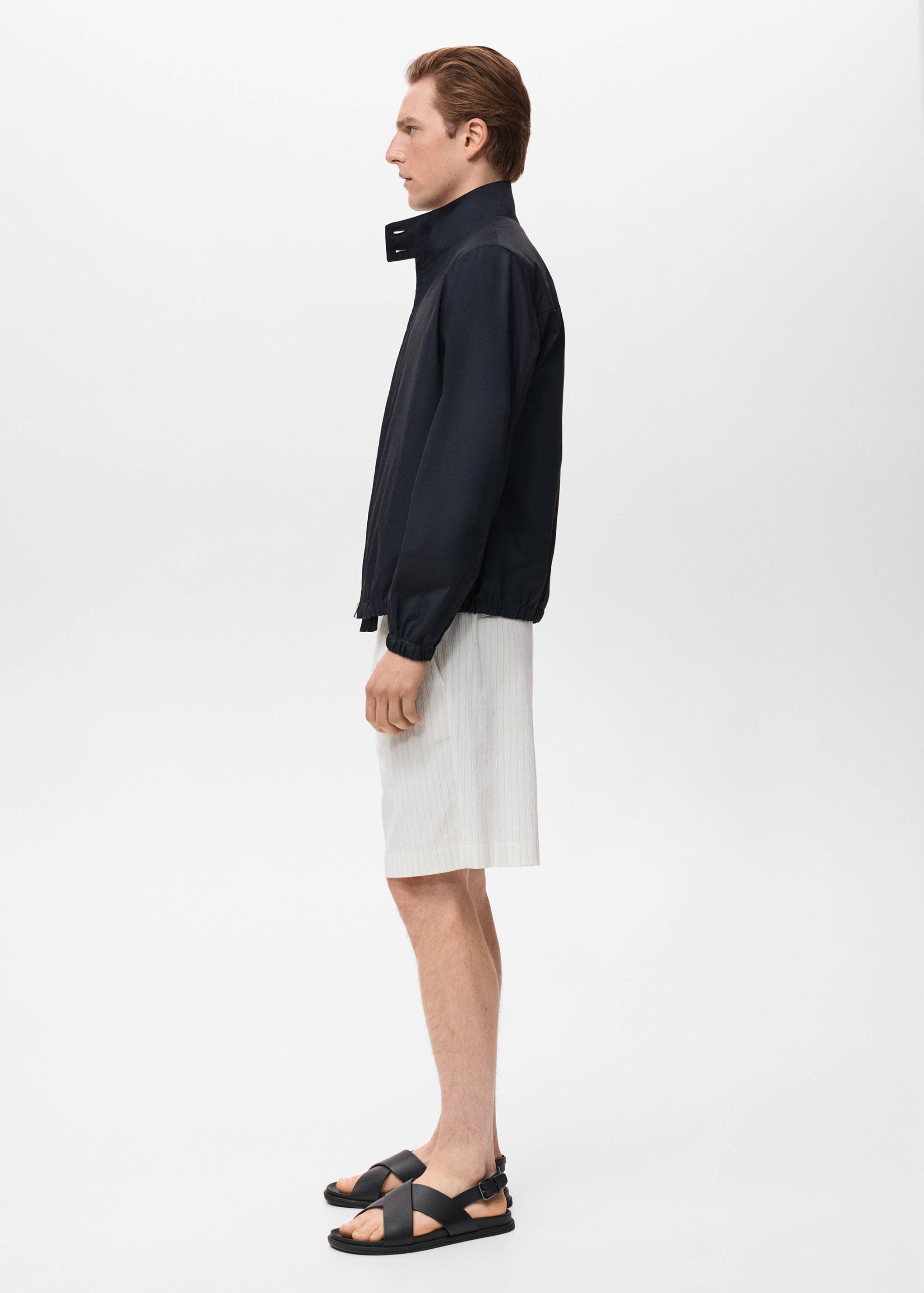 Cotton jacket with button collar - Details of the article 2