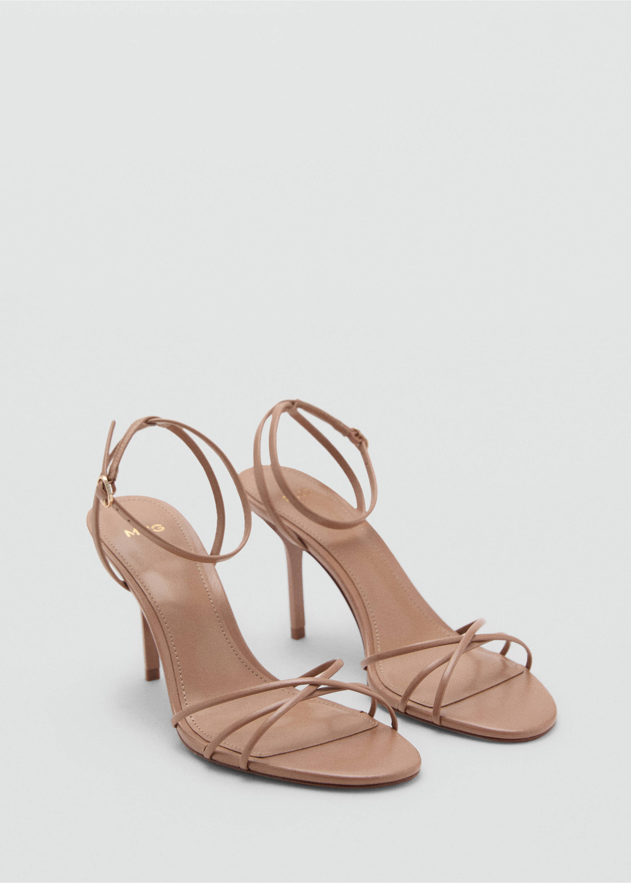 Heeled sandal with crossed straps - Medium plane, Nude. Ref: 17041139-00.