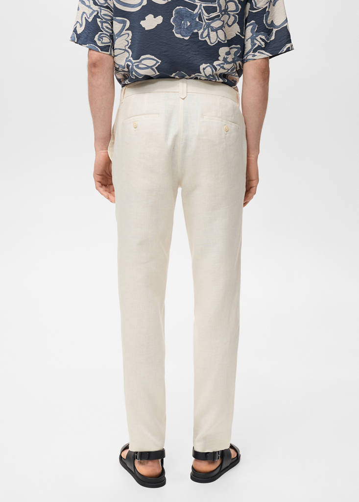 Slim-fit 100% linen trousers — Off White